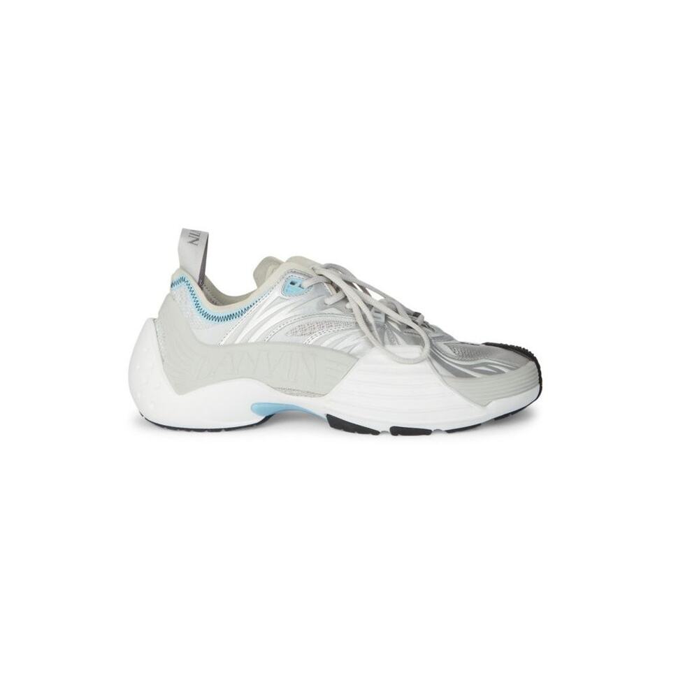 $1,195 NIB Lanvin Silver Flash-X Low Top Leather Sneakers Shoes Size 13 (46)